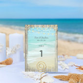 Rustisch Beach String Lights Wedding Table Number Kaart
