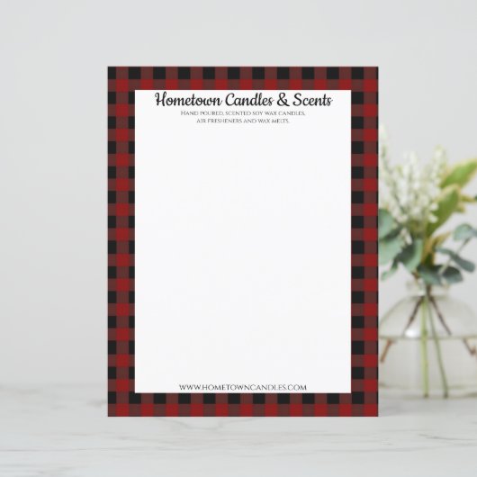 Rustisch bedrijfspapier met rood en zwart buffel (Staand voorkant)