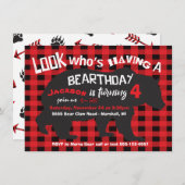 Rustisch Beer Birthday Uitnodiging flannel (Voorkant / Achterkant)