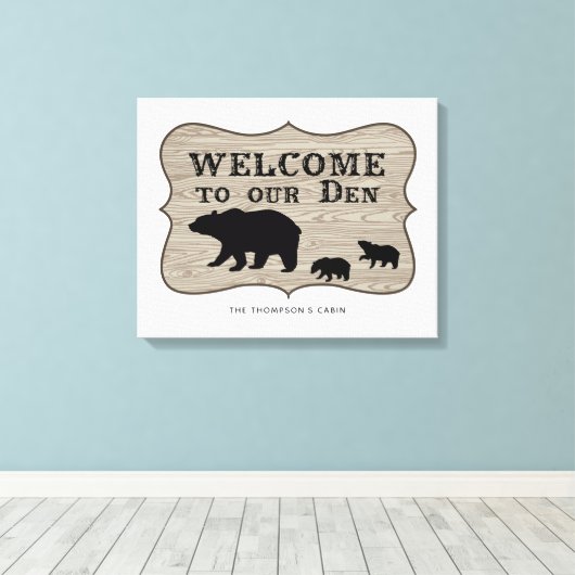 Rustisch Beer Den Canvas Afdruk (Insitu (Houten vloer))