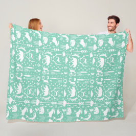 Rustisch Beer Fox Deer Raccoon Folk Patroon Fleece Deken