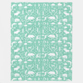 Rustisch Beer Fox Deer Raccoon Folk Patroon Fleece Deken (Voorkant)