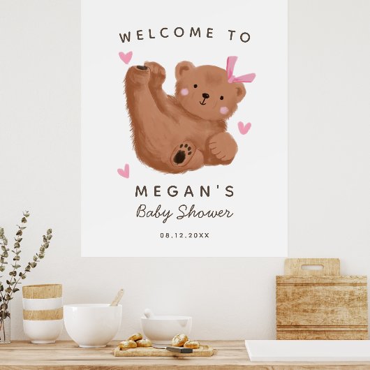Rustisch Beer Girl Baby shower Welkomstteken Poster (Keuken)