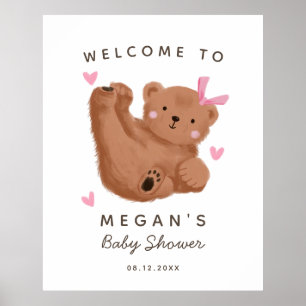 Rustisch Beer Girl Baby shower Welkomstteken Poster