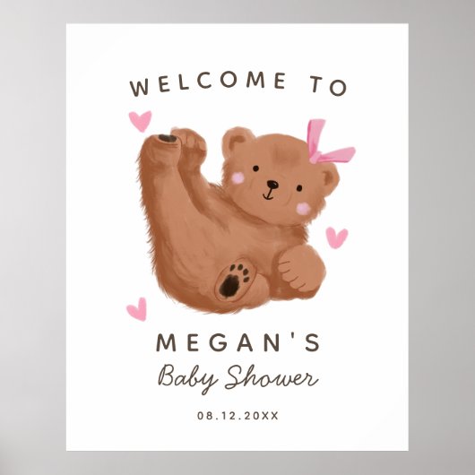Rustisch Beer Girl Baby shower Welkomstteken Poster (Voorkant)