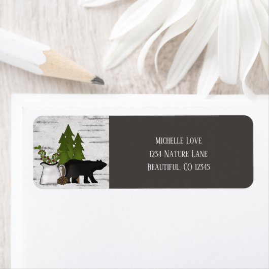 Rustisch Beer land op Birch Bark Adres Etiket (Insitu)