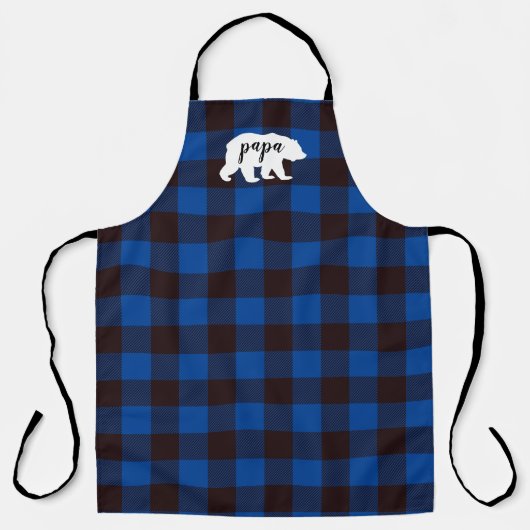 Rustisch Beer Papa Blauw en zwart geplakt Schort (Voorkant)