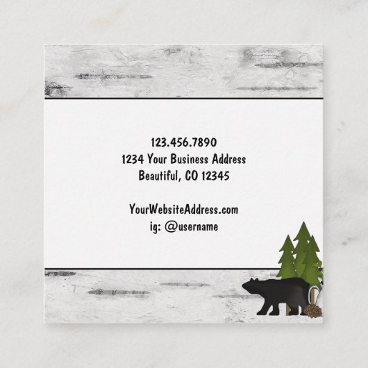 Rustisch Beer van het Land Silhouette op de boomsc Vierkante Visitekaartje (Achterkant)