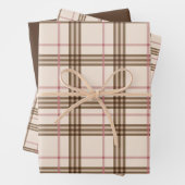 Rustisch beige bruin tartan geponste omslagpapier inpakpapier vel (In situ)