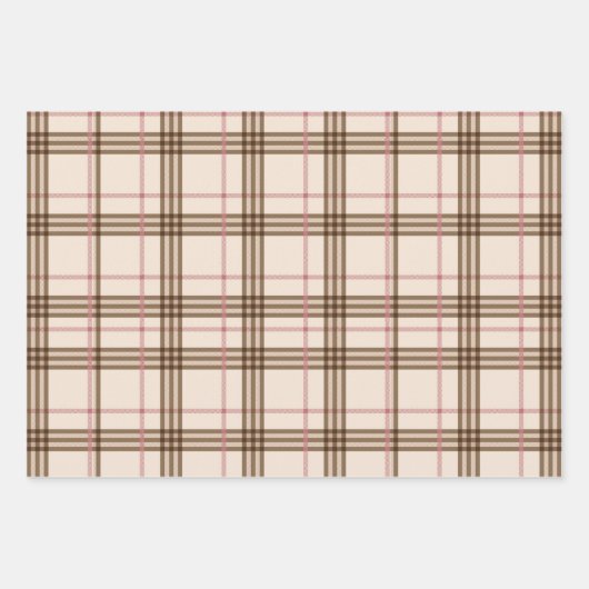Rustisch beige bruin tartan geponste omslagpapier inpakpapier vel (Voorkant)