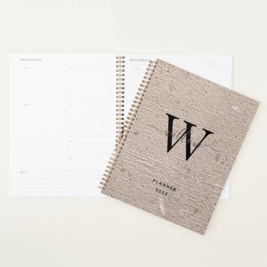 Rustisch beige papier, gefilmd planner (Display)