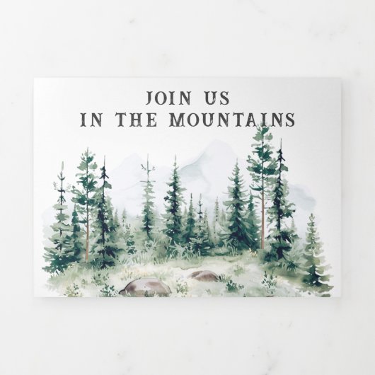 Rustisch bergbos | Weddenschap Drieluik Uitnodiging (Cover)