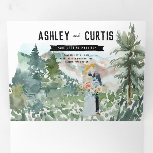 Rustisch bergbos | Weddenschap Drieluik Uitnodiging (Binnenzijde eerst)