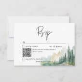 Rustisch bergmeertafereel watercolor QR-code RSVP Kaartje (Voorkant)
