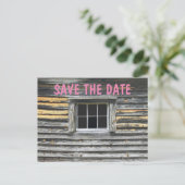 RUSTISCH BESPAAR DE DATUM BRIEFKAARTEN, CABIN AANKONDIGINGSKAART (Staand voorkant)