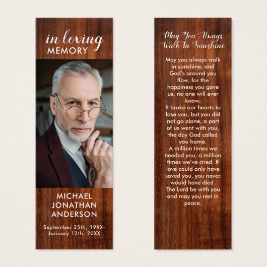 Rustisch Bladwijzer van het Memorial Poem Prayer Mini Visitekaartjes (Voorkant /achterkant)