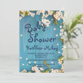 Rustisch blauw Baby shower van de Bossellende Kaart (Staand voorkant)
