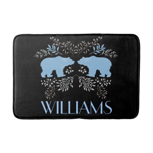 Rustisch blauw Beer en Floral Badmat (Voorkant)