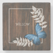Rustisch blauw Butterfly - Aangepast Onderzetter m (Voorkant)
