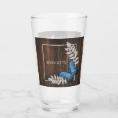 Rustisch blauw Butterfly - gepersonaliseerd glas (Achterkant)
