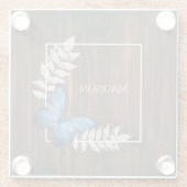 Rustisch blauw Butterfly - gepersonaliseerd Onderz Glazen Onderzetter (Achterkant)