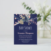 Rustisch blauw en pasta botanisch Baby shower uitn Briefkaart (Staand voorkant)