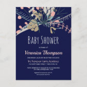 Rustisch blauw en pasta botanisch Baby shower uitn Briefkaart (Voorkant)