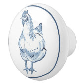 Rustisch Blauw en Witte Kip Hen Country Delft Keramische Knop (Rechts)