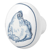 Rustisch Blauw en Witte Kip Hen Country Delft Keramische Knop (Rechts)