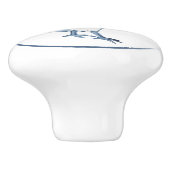 Rustisch Blauw en Witte Kip Hen Country Delft Keramische Knop (Zijkant)