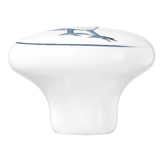 Rustisch Blauw en Witte Kip Hen Country Delft Keramische Knop (Zijkant)