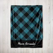 Rustisch blauw en zwart buffelmonogram fleece deken