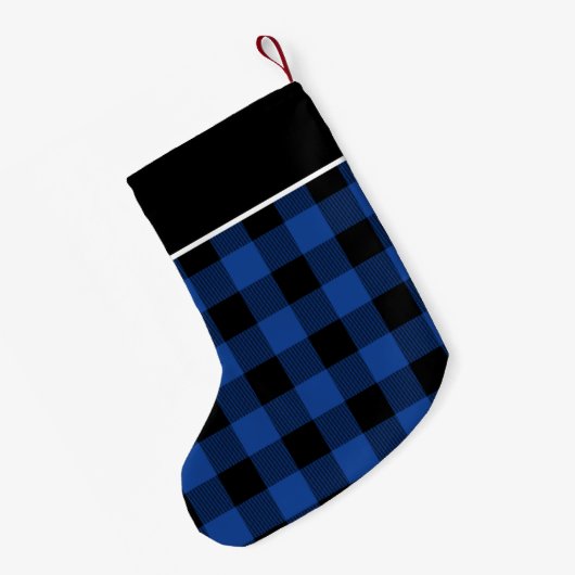 Rustisch blauw en zwart buffelmonogram kleine kerstsok (Achterkant (Hangend))