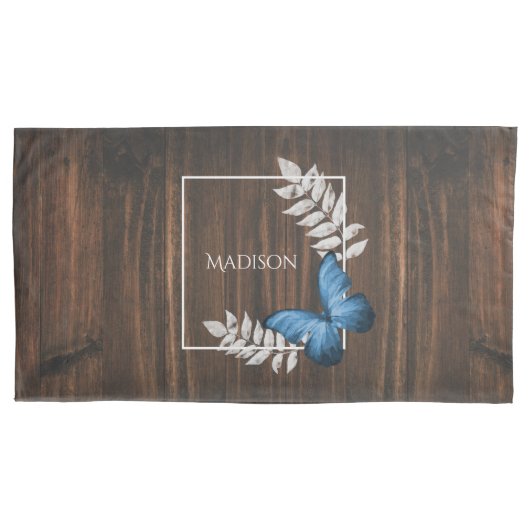 Rustisch blauw Hoesje van de vlinderpiloot Kussensloop (Voorkant-Links)