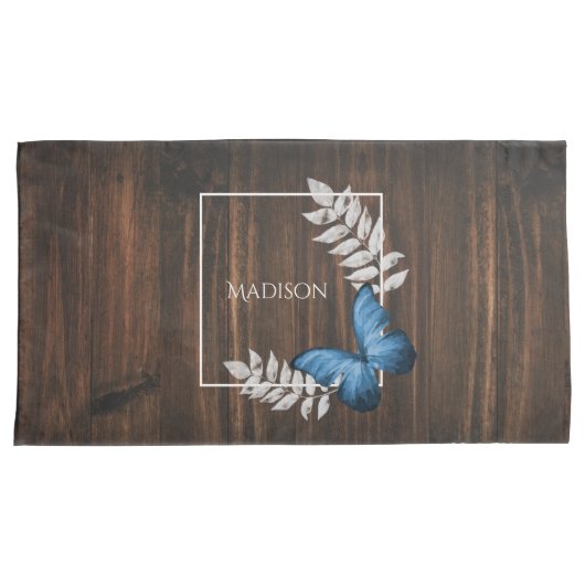 Rustisch blauw Hoesje van de vlinderpiloot Kussensloop (Voorkant-Rechts)