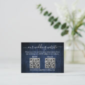 Rustisch blauw hout 2 QR Wedding RSVP - Gegevens Informatiekaartje (Staand voorkant)