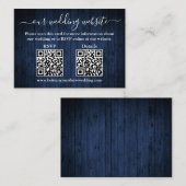 Rustisch blauw hout 2 QR Wedding RSVP - Gegevens Informatiekaartje (Voorkant / Achterkant)