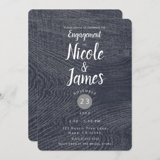 Rustisch blauw Hout Grain modern Barn Vrijgezellen Kaart (Voorkant / Achterkant)