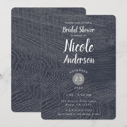 Rustisch blauw Hout Grain modern Barn Vrijgezellen Kaart (Voorkant / Achterkant)