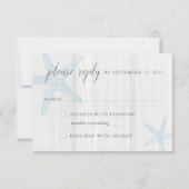  Rustisch blauw houten strand RSVP Kaartje (Voorkant)