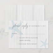  Rustisch blauw houten strand RSVP Kaartje (Voorkant / Achterkant)