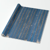 Rustisch blauw houten verpakkingspapier cadeaupapier (Uitgerold)