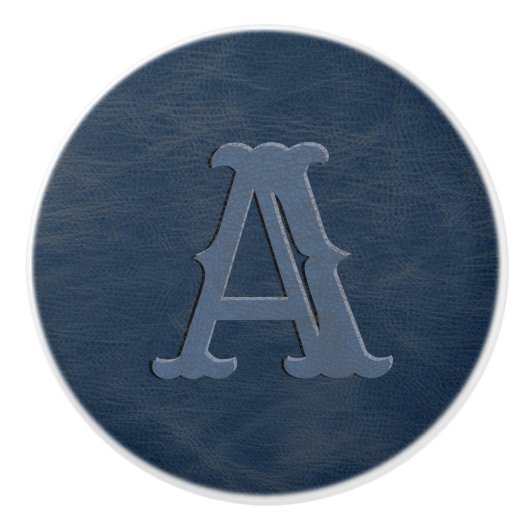 Rustisch blauw Initiaal van het Monogram van de Te Keramische Knop (Voorkant)