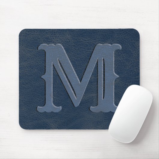 Rustisch blauw Initiaal van het Monogram van de Te Muismat (Met muis)