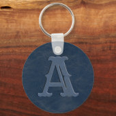Rustisch blauw Initiaal van het Monogram van de Te Sleutelhanger (Achterkant)