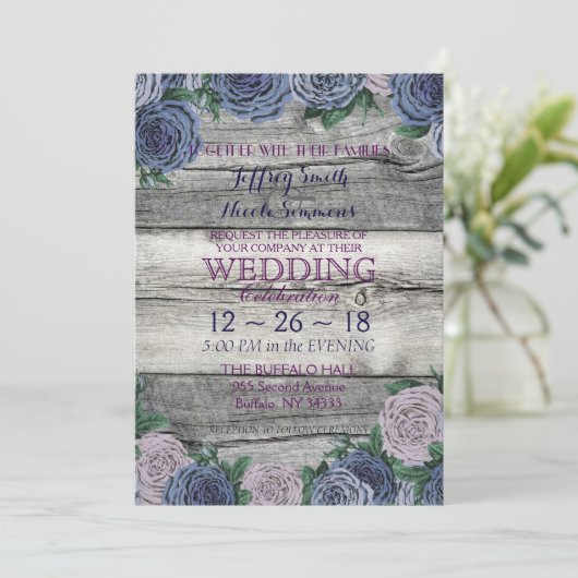 Rustisch blauw mooi landschap rond hout kaart (Staand voorkant)