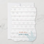 Rustisch blauw Nautical Beach Sand Wedding Kaart (Achterkant)