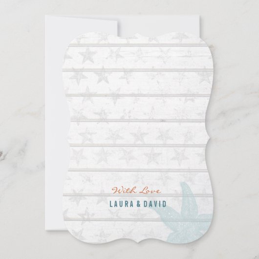 Rustisch blauw Nautical Beach Sand Wedding Kaart (Achterkant)