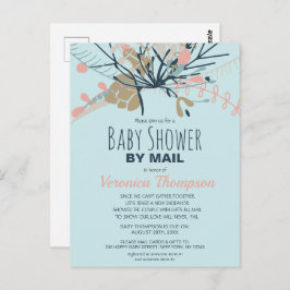 Rustisch blauw pasta botanisch Baby shower per pos Briefkaart