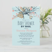 Rustisch blauw pasta botanisch Baby shower per pos Kaart (Staand voorkant)